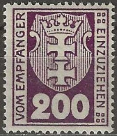 DANZIG 1921 Postage Due - 200pf. - Purple MH - Strafport