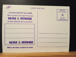 Code Postal. Carte Postale Turquoise En Franchise Pour Le 42152  L'HORME. Neuve - Cartas & Documentos