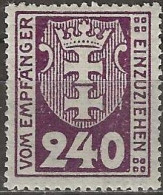 DANZIG 1921 Postage Due - 240pf. - Purple MH - Strafport