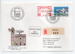 - VOL SPÉCIAL AGNO Pour GENÈVE (Suisse) 19.5.1988 - Bel Affranchissement Philatélique - - Storia Postale