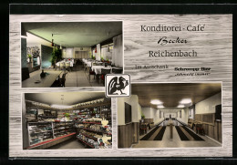 AK Reichenbach, Konditorei-Café Becker, Innenansichten  - Bowling