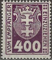 DANZIG 1921 Postage Due - 400pf. - Purple MH - Postage Due