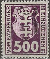 DANZIG 1921 Postage Due - 500pf. - Purple MH - Strafport