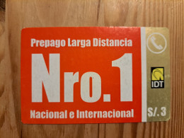 Prepaid Phonecard Peru, IDT - Pérou