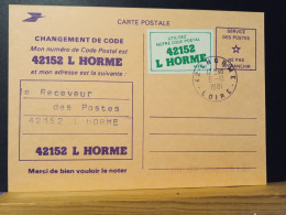 Code Postal. Carte Postale Saumon En Franchise, Oblitérée Et Vignette Le 42152  L'HORME - Covers & Documents