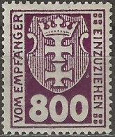 DANZIG 1921 Postage Due - 800pf. - Purple MH - Postage Due