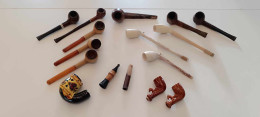 Lot De 16 Pipes De Divers Formes Et Matières - Bois - Céramique - Sonstige & Ohne Zuordnung