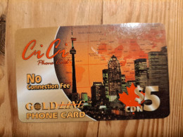 Prepaid Phonecard Canada, Gold Line, CiCi - Kanada