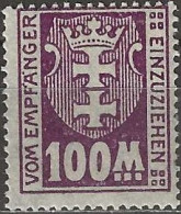 DANZIG 1921 Postage Due - 100m. - Purple MH - Postage Due