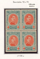 Croix-rouge - N°132A En Bloc De 4** (MNH) + Variété : Frange Sous Le U De BELGIQUE - 1914-1915 Croce Rossa