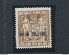 1936-44 COOK ISLANDS, Stanley Gibbons N. 118 - 12s. 6d. Deep Brown - Francobollo Di New Zealand Sopratampato Cook Island - Other & Unclassified