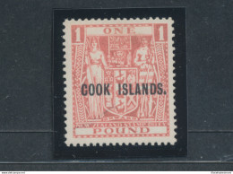 1943-54 COOK ISLANDS, Stanley Gibbons N. 134- 1 £ Pink - Francobollo Di New Zealand Soprastampato Cook Islands. - MNH** - Other & Unclassified