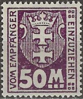 DANZIG 1921 Postage Due - 50m. - Purple MH - Strafport