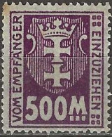 DANZIG 1921 Postage Due - 500m. - Purple MH - Segnatasse