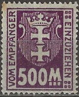 DANZIG 1921 Postage Due - 500m. - Purple MH - Strafport