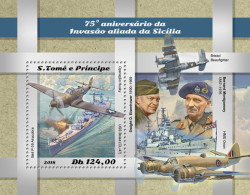 SÃO TOMÉ AND PRÍNCIPE  2018 MNH  Allied Invasion Of Sicily  Michel Code:8089 / Bl.1466. Yvert&Tellier Code: 1213 - Sao Tome Et Principe