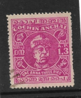 INDIA - COCHIN 1948 1a 3p SG 99 PERF 13 FINE USED Cat £10 - Cochin