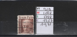PRIX FIXE Obl 919 YT 1028 MIC 1398 SCO 1387 GIB Ernest Taylor Pyle 1971  Etats Unis 58A/14 - Usados