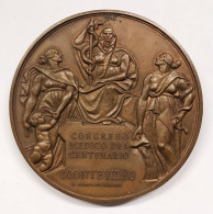Medaglia Medal Ae 70 Mm Congresso Medico Del Centenario Montevideo 1930 Opus Zorilla De San Martin - Professionali/Di Società
