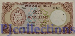 SOMALIA 20 SCELLINI 1971 PICK 15a AU/UNC RARE W/GRAFFITI - Somalie