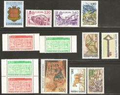 Andorre Année 1987  Compléte 11 Timbres ** N° 355 356 357 358 359 360 361 362 363 364 365 Et Paire 356a - Full Years