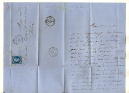 TB 4652 - 1861 - Lettre De Me TOURNYER, Notaire à MONTRICHARD ( Loir & Cher ) Pour M. COCHARD ...à BLERE - 1849-1876: Classic Period
