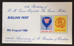 GREAT BRITAIN 1980, Cinderella Balloon Post Label, 80th Birthday Queen Elizabeth Ll - A2 - Nuovi