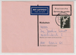 Berlin: 5 Pfg.Technik EF Auf Luftpost-Rückschein, Geprüft Schlegel - Lettres & Documents
