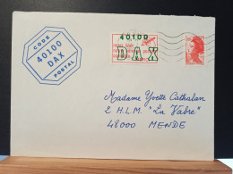 Code Postal. Lettre Circulée Avec Liberté De Gandon 2187 Et Vignette 40100 DAX - Cartas & Documentos