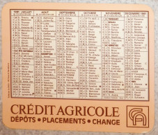 Petit Calendrier De  Poche 1981 Banque Crédit Agricole - Petit Format : 1981-90