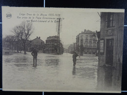 Liège Crue De La Meuse 1925-1926 Vue Prise De La Place Coronmeuse Vers La Rue St-Léonard Et Le Quai - Lüttich