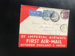 1929 Imperial Airways First Air Mail England And India Cover Stanley Gibbons Karachi Post Mark See Photos - Luchtpost