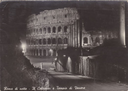 Cartolina Roma Di Notte - Il Colosseo E Tempio Di Venere - Colosseo