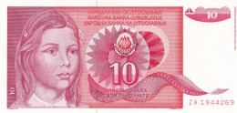 YUGOSLAVIA, UNC Replacement Banknote ZA 1944269, 10 Dinara,1990. - Jugoslawien