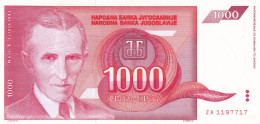 YUGOSLAVIA, UNC Replacement Banknote ZA 1197717, 1.000 Dinara,1992. - Jugoslawien