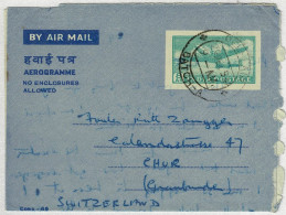 Indien / India 1954, Aerogramme Nach Chur (Schweiz) - Aerogramas