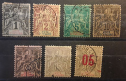 COTE D'IVOIRE 1892 Type Groupe 7 Timbres Yvert No 1,2,4,5,8,15,36, Obl  BTB Cote 42 Euros - Used Stamps