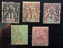 GABON  1904 Type Groupe , 5 Timbres Yvert No 16 / 20 Obl , TB - Oblitérés