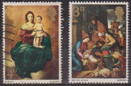 Noel - GRANDE BRETAGNE - Adoration Des Bergers - Vierge Et L'enfant Par Murillo - N° 499-500 - 1967 - Usati