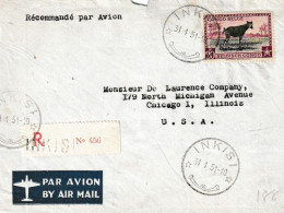 1951 INKISI CONGO BELGE / BELGIAN CONGO REGISTERED LETTER TO CHICAGO (U.S.A.) WITH COB 266 NICE BACKCOVER - Lettres & Documents