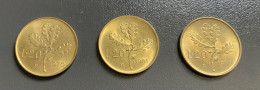 ITALIA  -  3 Monete 20 LIRE Quercia , Anno 1970 - 1981 - 1982 Ottime - 20 Lire