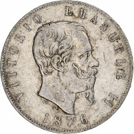 Italie, Vittorio Emanuele II, 5 Lire, 1876, Rome, Argent, TB+, KM:8.4 - 1861-1878 : Vittoro Emanuele II