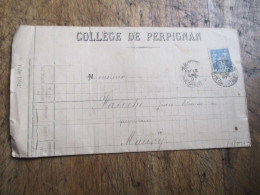 College De Perpignan 1897  LETTRE BULLETIN DE NOTE TIMBRE SAGE - Diplômes & Bulletins Scolaires