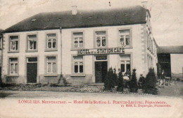 Longlier Neuchateau  Hotel De La Station L.Perpète-Lefèvre  Animée Voyagé Mais Ne Possède Plus De Timbre - Neufchateau