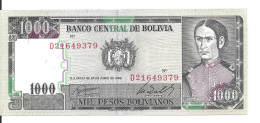 BOLIVIE 1000 PESOS  BOLIVIANOS  D1982 UNC P 167 - Bolivie