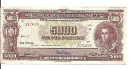 BOLIVIE 5000 BOLIVIANOS L.1945 VF+ P 145 - Bolivia