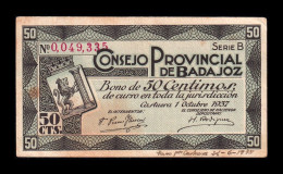 España Spain Billete Local Badajoz 50 Céntimos 1937 Mbc Vf - Sonstige & Ohne Zuordnung