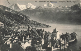 SUISSE - Vue Générale De La Ville - Oberhofen Am Thunersee - Jungfrau, Mönch, Eiger - Carte Postale Ancienne - Thun