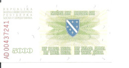 BOSNIE HERZEGOVINE 5000 DINARA 1993 XF+ P 16 A - Bosnie-Herzegovine