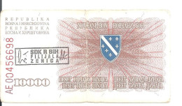 BOSNIE-HERZEGOVINE 10000 DINARA 1993 VF P 17 C - Bosnien-Herzegowina